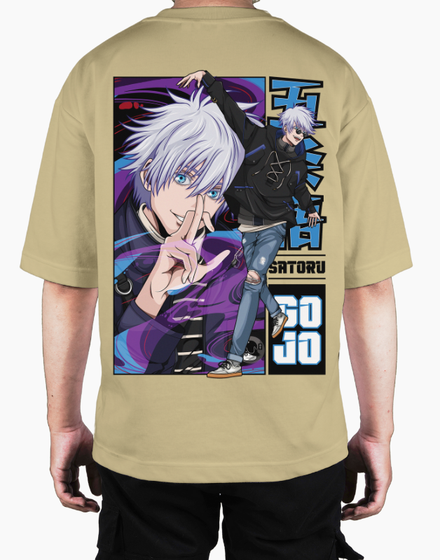 Premium Oversize Drop Shoulder Tee – Anime Gojo Satoru Graphic