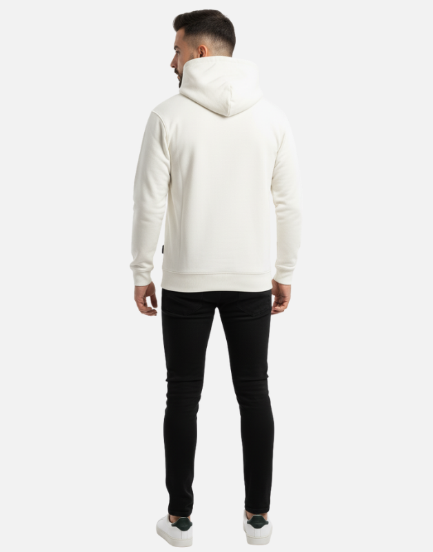 Premium White Pullover Hoodie with Black Wing Logo Winter Edition