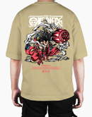 Premium Oversize Drop Shoulder Tee – Japanese Oni Demon & Roses Graphic