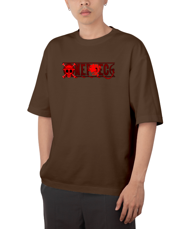 Premium Anime Oversize Drop Shoulder T-Shirt – Red Print & Character Design