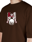 Premium Oversize Drop Shoulder Tee – White & Red Anime Character Graphic