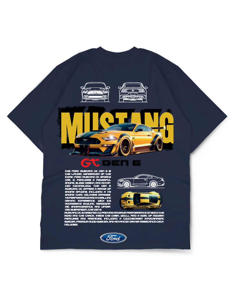 Premium Oversize Drop Shoulder Tee – Mustang Racing Graphic
