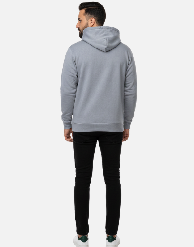 Premium Light Grey Pullover Hoodie with Black Wing Logo – 300 GSM Winter Edition