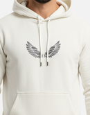 Premium White Pullover Hoodie with Black Wing Logo Winter Edition