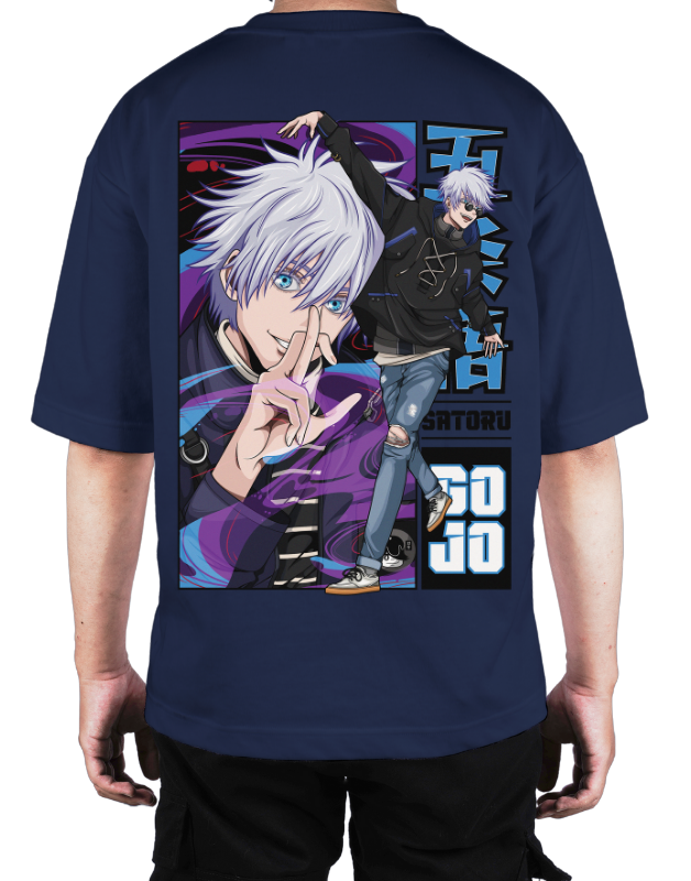 Premium Oversize Drop Shoulder Tee – Anime Gojo Satoru Graphic
