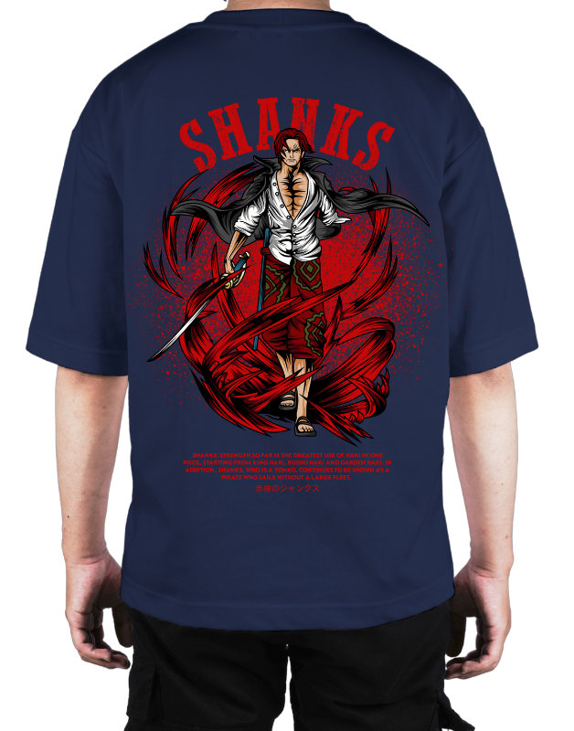Premium Oversize Drop Shoulder Tee – Samurai Demon & Flames Graphic