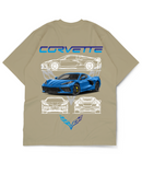Oversize Drop Shoulder Blue Car Collection Tee by GenGears in Pakistan