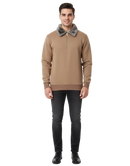 Premium Camel Brown Zipper Sweatshirt with Faux Fur Collar  Winter Edition
