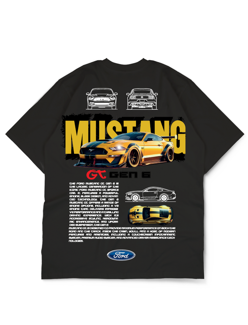 Premium Oversize Drop Shoulder Tee – Mustang Racing Graphic