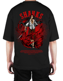 Premium Oversize Drop Shoulder Tee – Samurai Demon & Flames Graphic