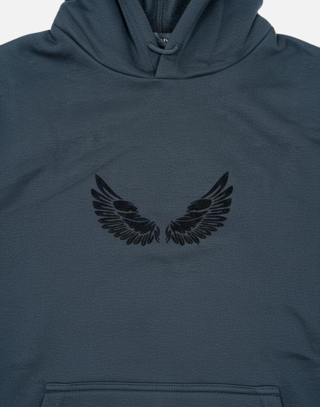 Premium Black Pullover Hoodie with Black Wing Logo Winter Edition