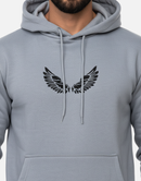 Premium Light Grey Pullover Hoodie with Black Wing Logo – 300 GSM Winter Edition