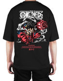 Premium Oversize Drop Shoulder Tee – Japanese Oni Demon & Roses Graphic