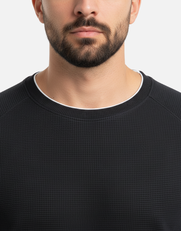 Premium Black Full-Sleeve Crew-Neck T-Shirt | By GenGears in Pakistan