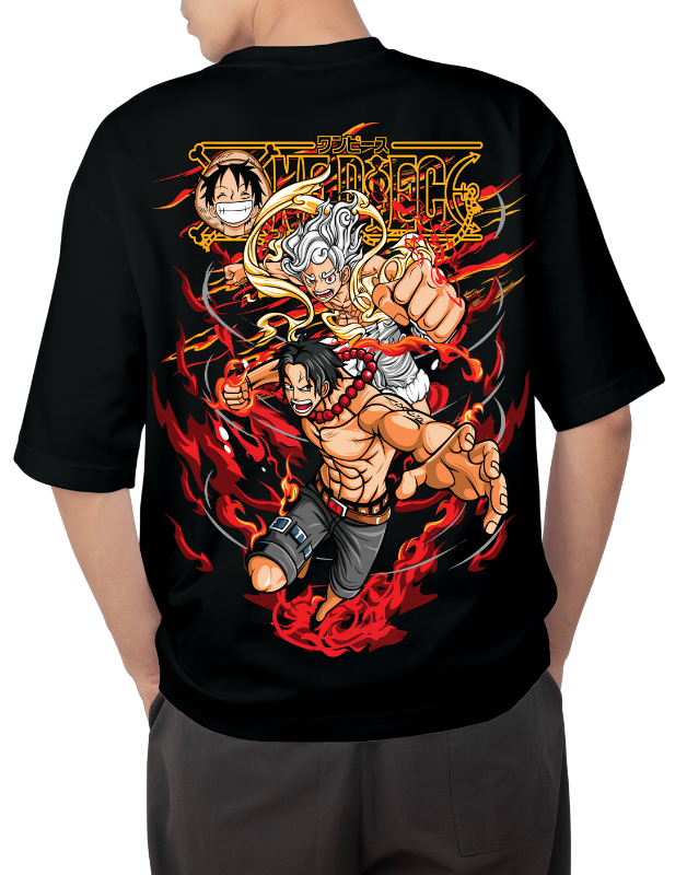 Premium Anime Oversize Drop Shoulder T-Shirt – Red Print & Character Design