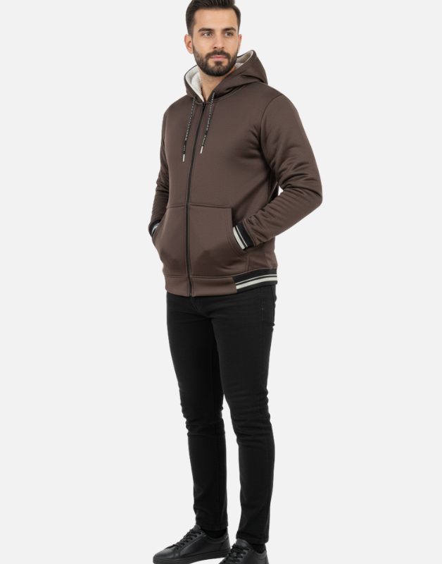 Premium Brown Blend Fleece  Zipper Hoodie Winter Edition