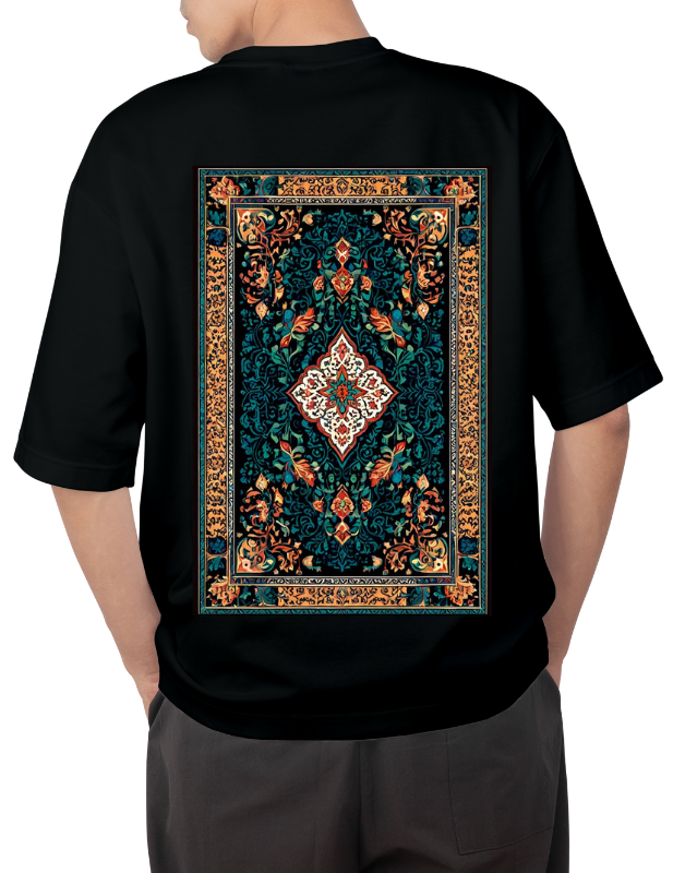 Premium Oversize Drop Shoulder Tee – Ethnic Heritage Pattern Print