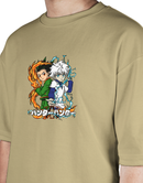 Premium Oversize Drop Shoulder Tee – Samurai Warriors × Flames Graphic