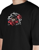 Premium Oversize Drop Shoulder Tee – Japanese Oni Demon & Roses Graphic