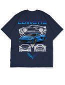 Oversize Drop Shoulder Blue Car Collection Tee by GenGears in Pakistan