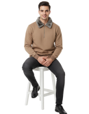 Premium Camel Brown Zipper Sweatshirt with Faux Fur Collar  Winter Edition