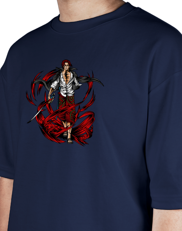 Premium Oversize Drop Shoulder Tee – Samurai Demon & Flames Graphic