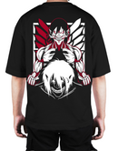 Premium Oversize Drop Shoulder Tee – White & Red Anime Character Graphic