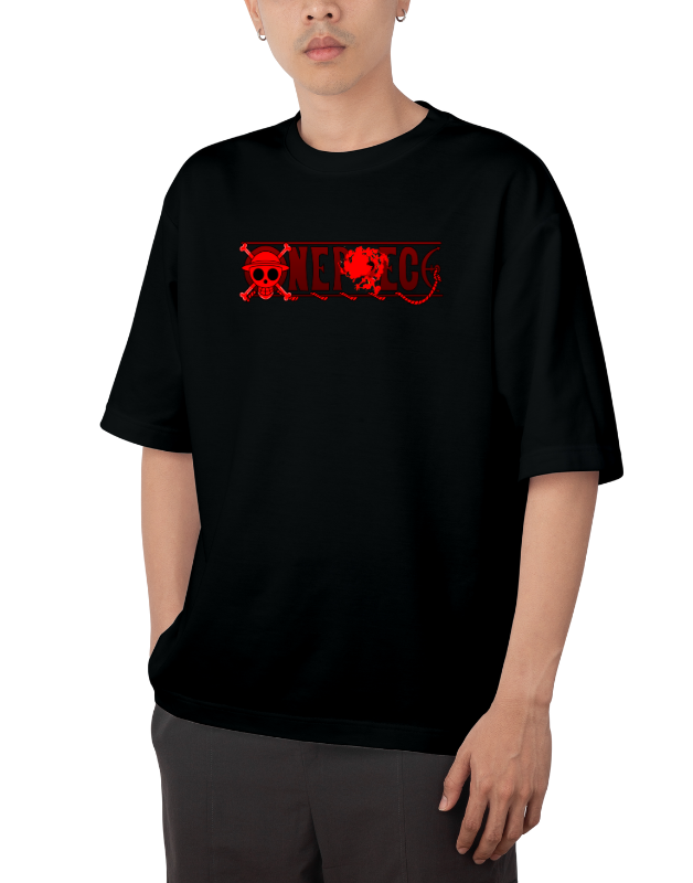 Premium Anime Oversize Drop Shoulder T-Shirt – Red Print & Character Design