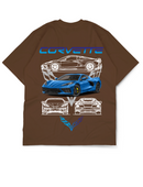 Oversize Drop Shoulder Blue Car Collection Tee by GenGears in Pakistan