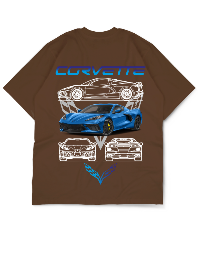 Oversize Drop Shoulder Blue Car Collection Tee by GenGears in Pakistan