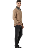 Premium Camel Brown Zipper Sweatshirt with Faux Fur Collar  Winter Edition