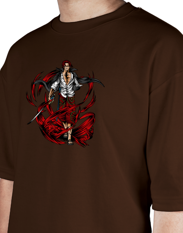 Premium Oversize Drop Shoulder Tee – Samurai Demon & Flames Graphic