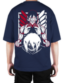 Premium Oversize Drop Shoulder Tee – White & Red Anime Character Graphic