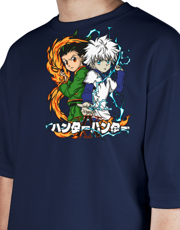 Premium Oversize Drop Shoulder Tee – Samurai Warriors × Flames Graphic