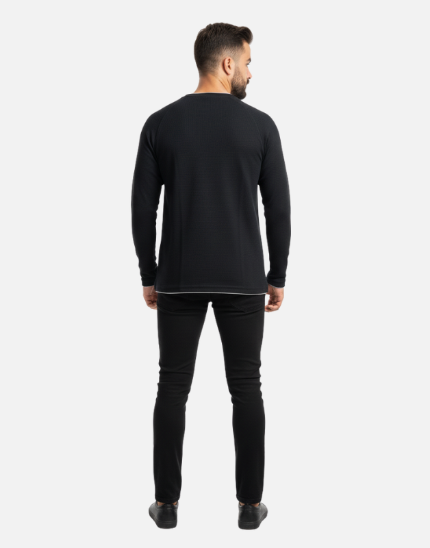 Premium Black Full-Sleeve Crew-Neck T-Shirt | By GenGears in Pakistan