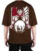 Premium Oversize Drop Shoulder Tee – White & Red Anime Character Graphic