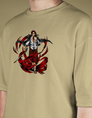 Premium Oversize Drop Shoulder Tee – Samurai Demon & Flames Graphic