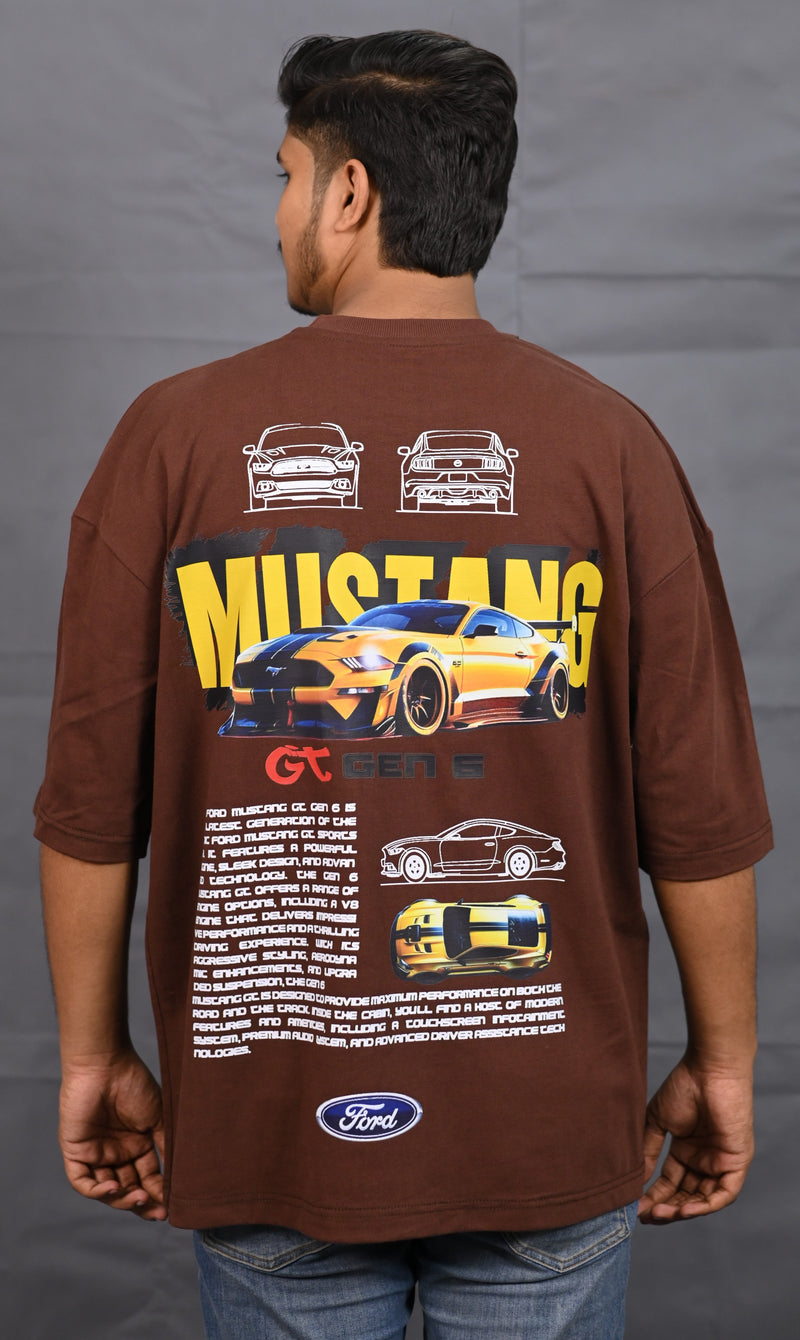 Premium Oversize Drop Shoulder Tee – Mustang Racing Graphic