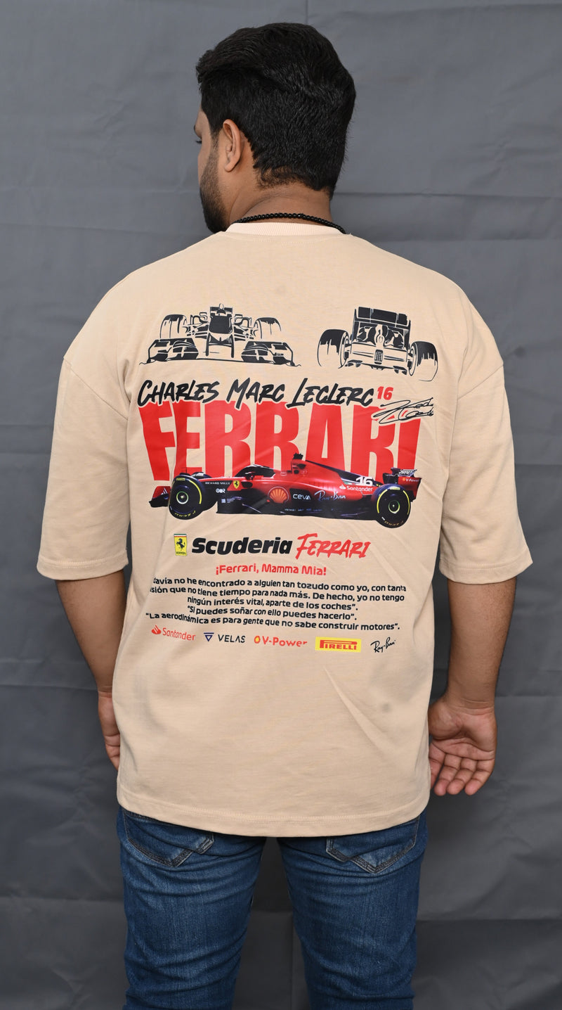 Premium Oversize Drop Shoulder Tee – Ferrari Racing Graphic